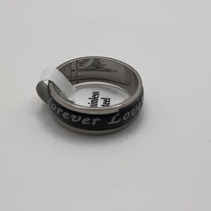 Unisex Stainless Steel Black Love Forever Ring Band Size 19 U.S Size 9.5